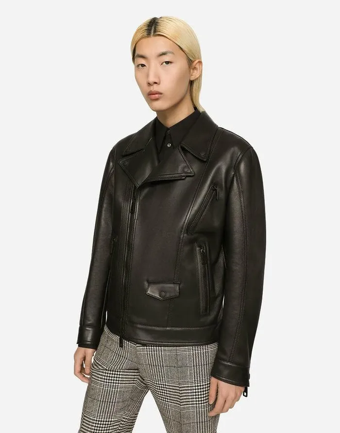 Dolce and Gabbana Coats And Jackets Men Lambskin Jacket Multicolor
