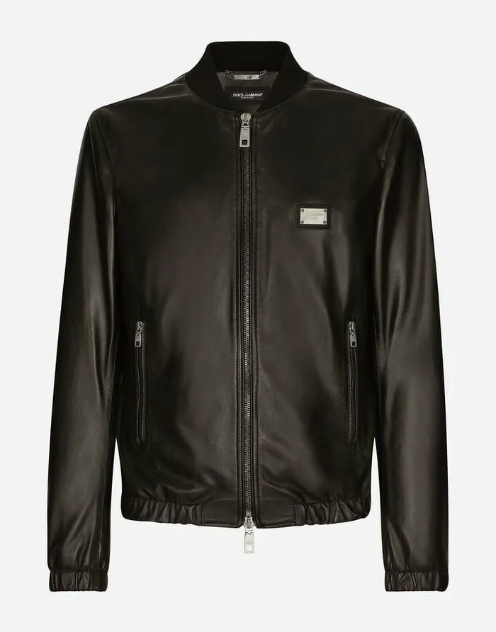 Dolce and Gabbana Coats And Jackets Men Leather Jacket With Branded Tag Black