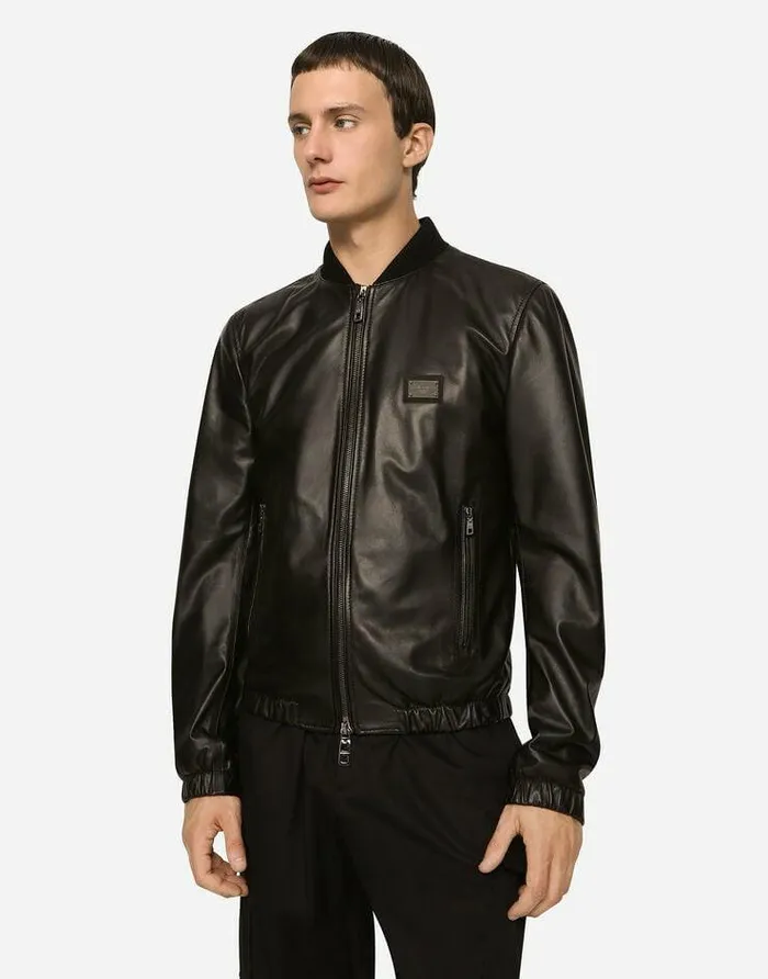 Dolce and Gabbana Coats And Jackets Men Leather Jacket With Branded Tag Black Dolce and Gabbana Coats And Jackets Men Leather Jacket With Branded Tag Black