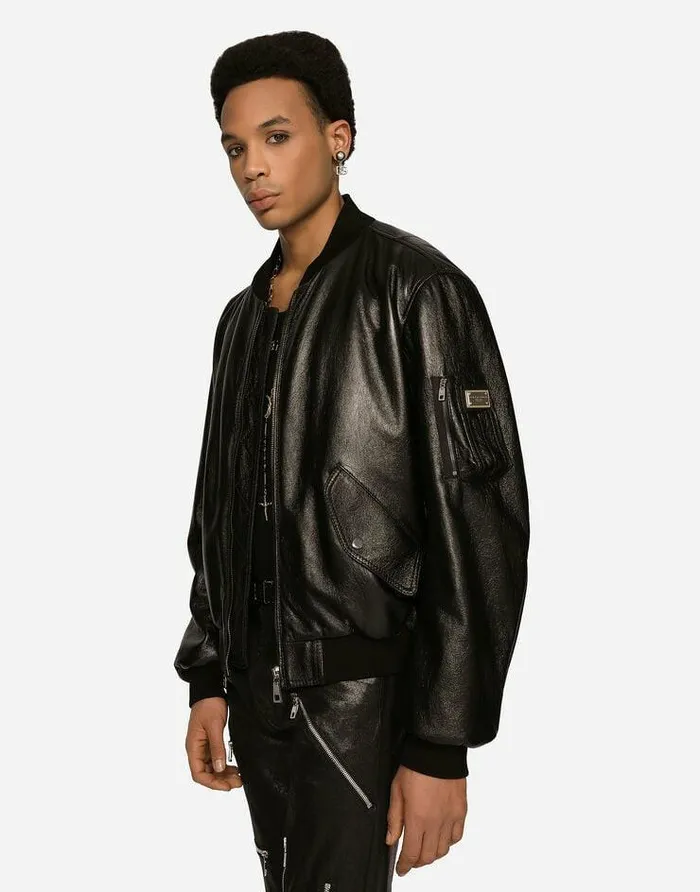 Dolce and Gabbana Coats And Jackets Men Leather Jacket With Branded Tag Black Dolce and Gabbana Coats And Jackets Men Leather Jacket With Branded Tag Black