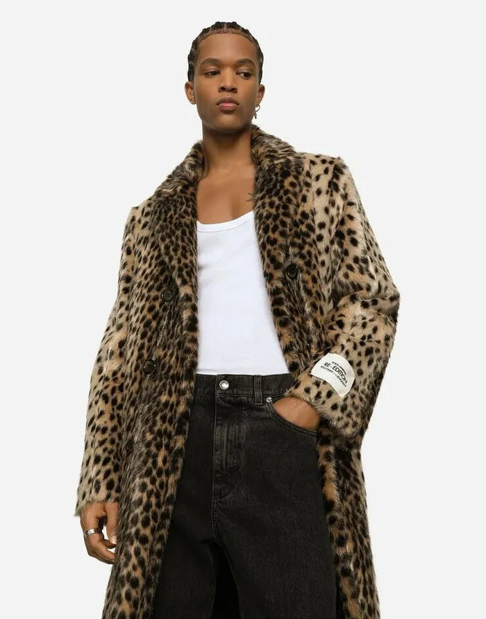 Dolce and Gabbana Coats And Jackets Men Lynxeffect Jacquard Faux Fur Coat Multicolor Dolce and Gabbana Coats And Jackets Men Lynxeffect Jacquard Faux Fur Coat Multicolor
