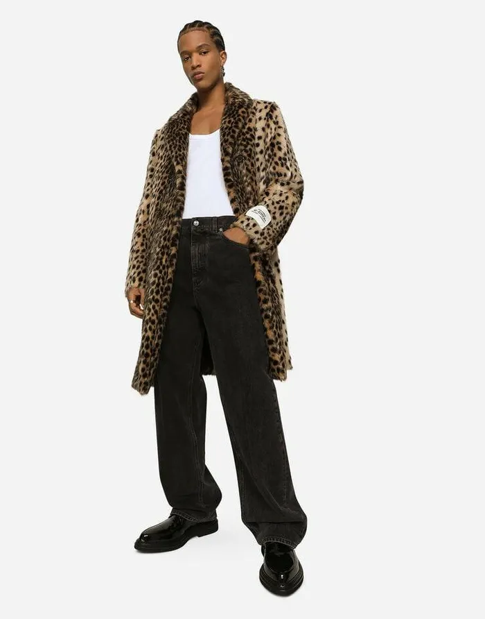 Dolce and Gabbana Coats And Jackets Men Lynxeffect Jacquard Faux Fur Coat Multicolor Dolce and Gabbana Coats And Jackets Men Lynxeffect Jacquard Faux Fur Coat Multicolor