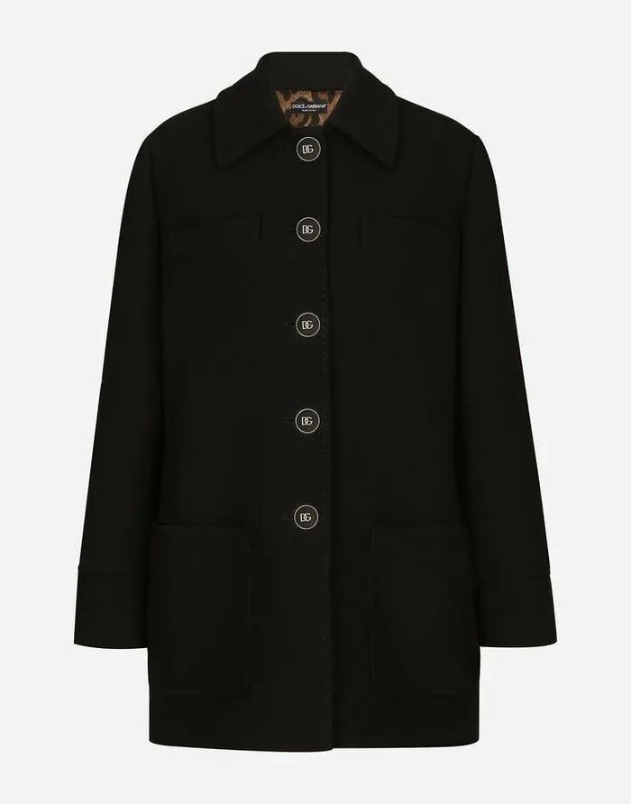 Dolce and Gabbana Coats And Jackets Women Double Crepe Peacoat With Galalith Buttons Black Dolce and Gabbana Coats And Jackets Women Double Crepe Peacoat With Galalith Buttons Black