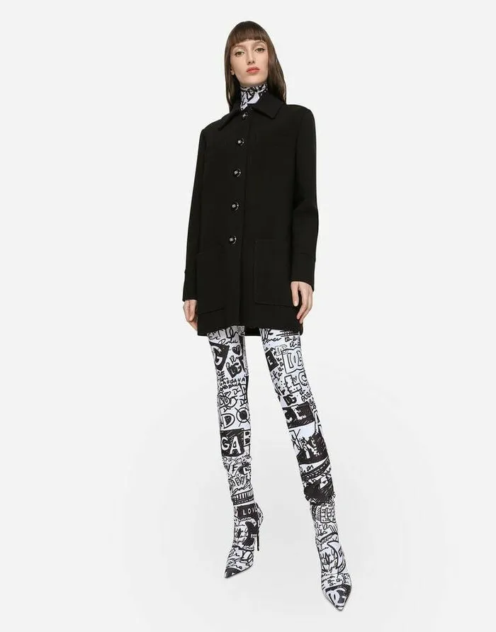 Dolce and Gabbana Coats And Jackets Women Double Crepe Peacoat With Galalith Buttons Black Dolce and Gabbana Coats And Jackets Women Double Crepe Peacoat With Galalith Buttons Black