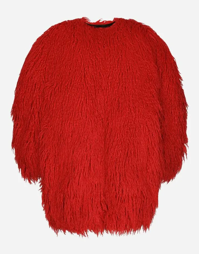 Dolce and Gabbana Coats And Jackets Women Faux Fur Coat Red