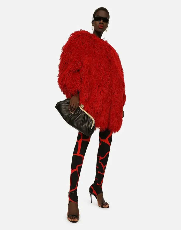 Dolce and Gabbana Coats And Jackets Women Faux Fur Coat Red Dolce and Gabbana Coats And Jackets Women Faux Fur Coat Red