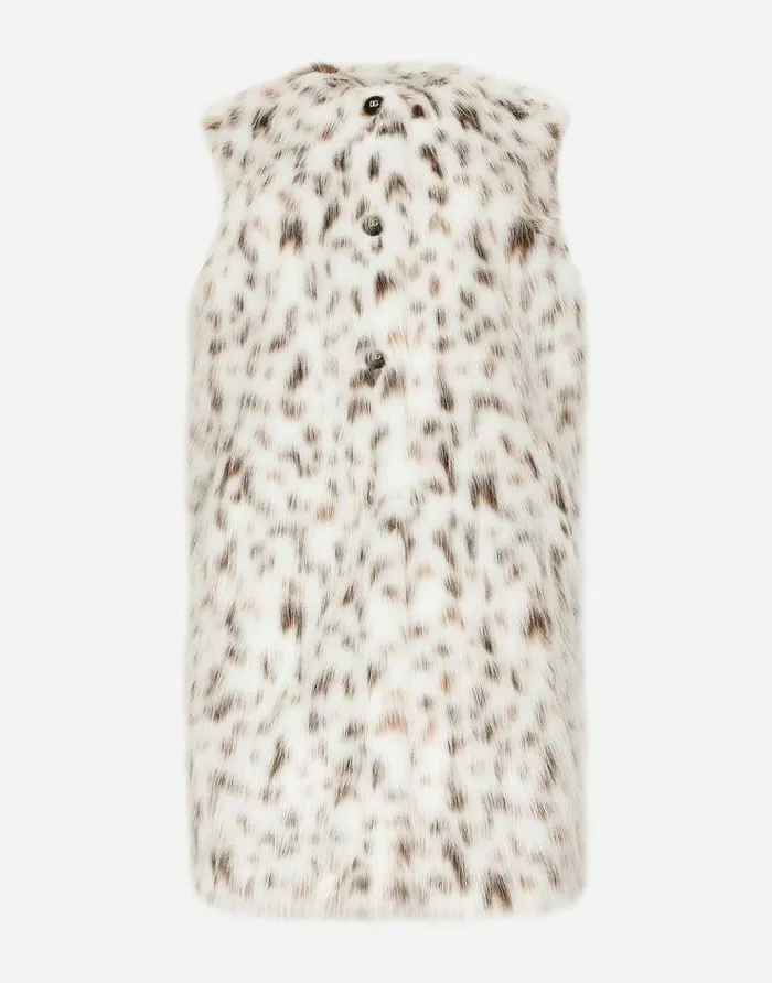 Dolce and Gabbana Coats And Jackets Women Long Lynxeffect Faux Fur Vest Multicolor Dolce and Gabbana Coats And Jackets Women Long Lynxeffect Faux Fur Vest Multicolor