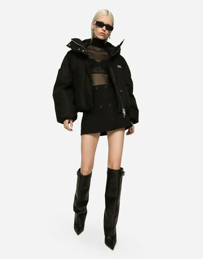 Dolce and Gabbana Coats And Jackets Women Short Nylon Jacket Black Dolce and Gabbana Coats And Jackets Women Short Nylon Jacket Black
