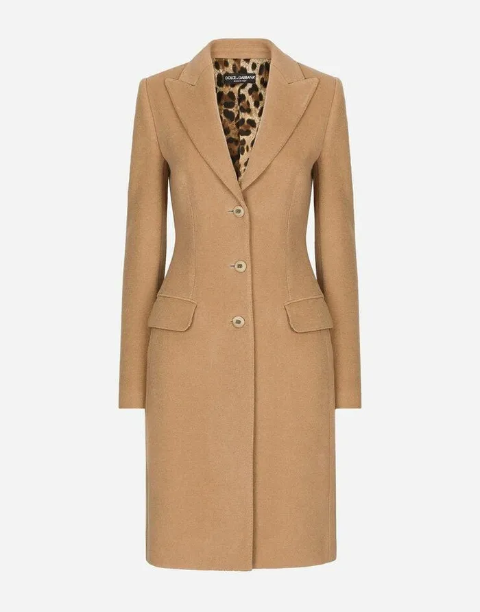 Dolce and Gabbana Coats And Jackets Women Singlebreasted Camel Wool Coat Pale Pink Dolce and Gabbana Coats And Jackets Women Singlebreasted Camel Wool Coat Pale Pink