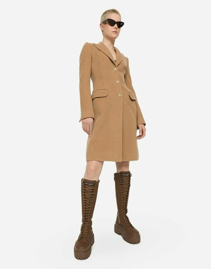 Dolce and Gabbana Coats And Jackets Women Singlebreasted Camel Wool Coat Pale Pink Dolce and Gabbana Coats And Jackets Women Singlebreasted Camel Wool Coat Pale Pink