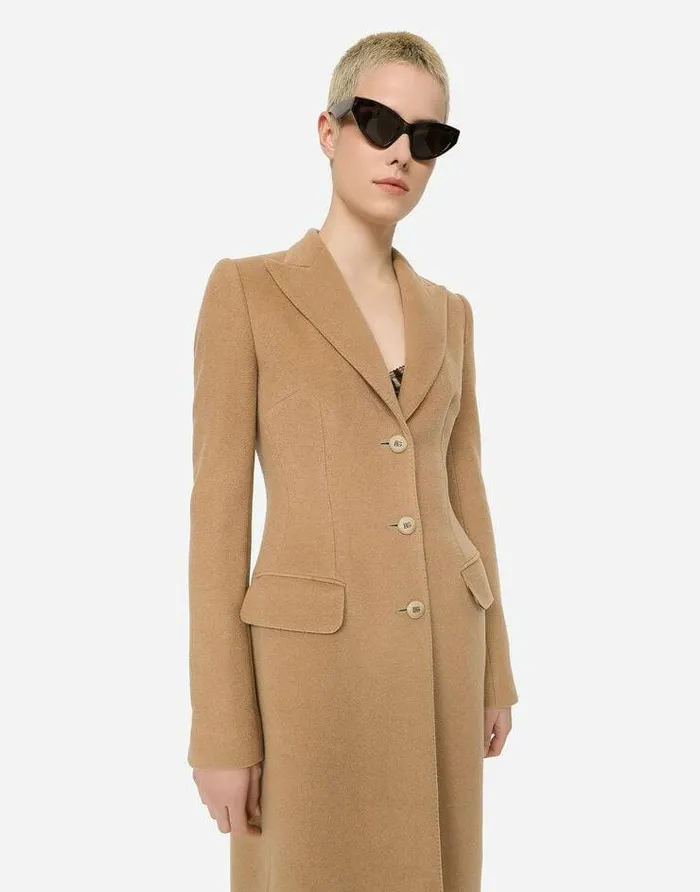 Dolce and Gabbana Coats And Jackets Women Singlebreasted Camel Wool Coat Pale Pink Dolce and Gabbana Coats And Jackets Women Singlebreasted Camel Wool Coat Pale Pink