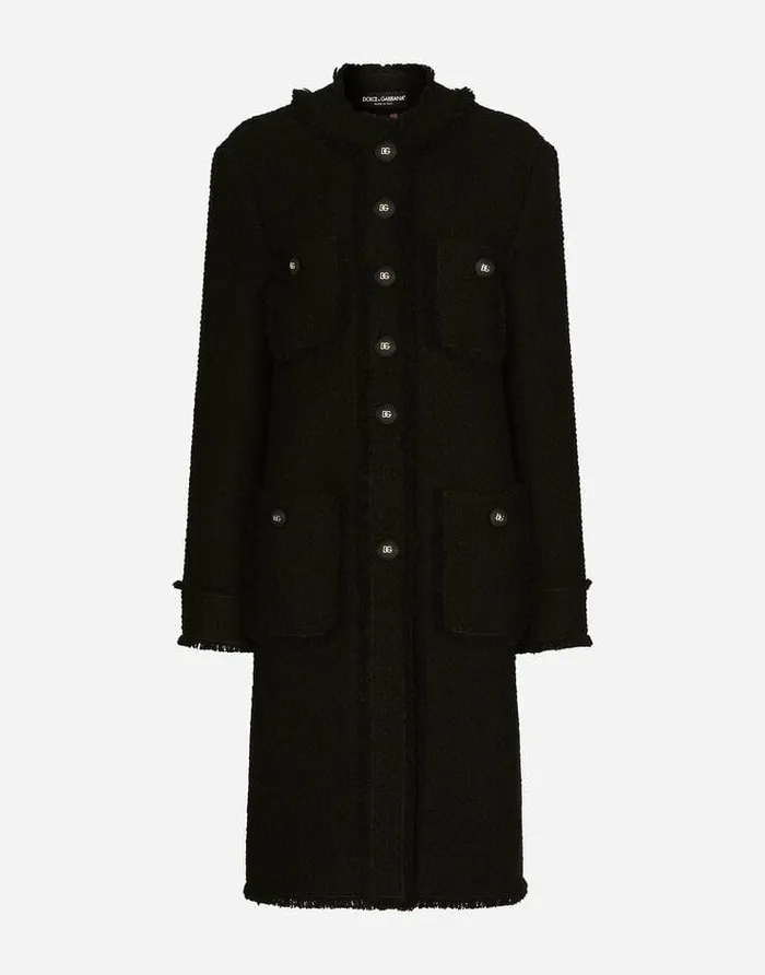 Dolce and Gabbana Coats And Jackets Women Singlebreasted Tweed Coat Black