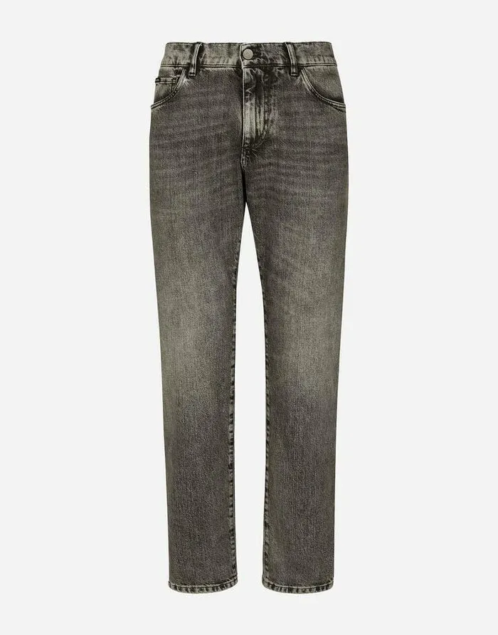 Dolce and Gabbana Denim Men Light Gray Wash Slimfit Stretch Jeans Multicolor