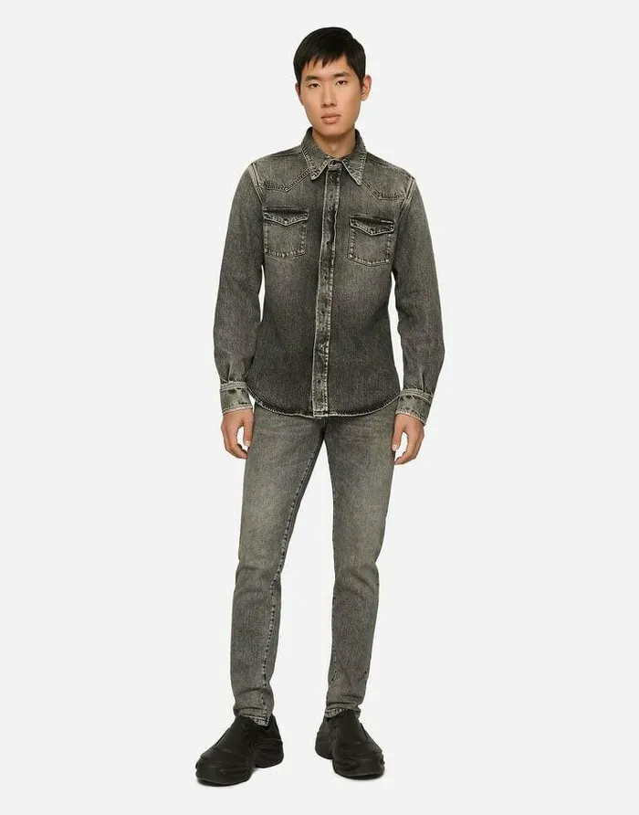 Dolce and Gabbana Denim Men Light Gray Wash Slimfit Stretch Jeans Multicolor Dolce and Gabbana Denim Men Light Gray Wash Slimfit Stretch Jeans Multicolor