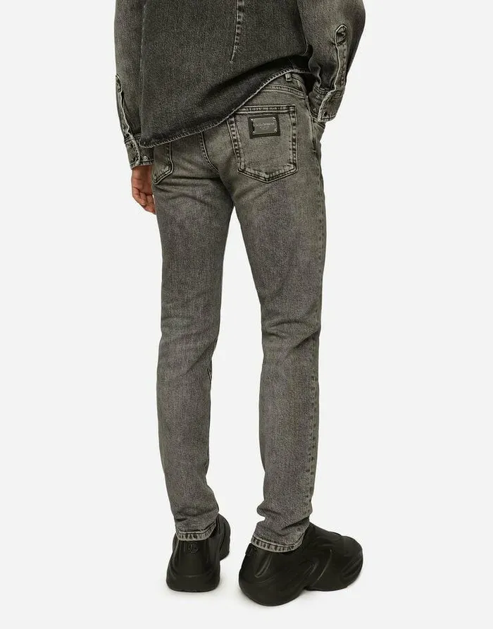 Dolce and Gabbana Denim Men Light Gray Wash Slimfit Stretch Jeans Multicolor Dolce and Gabbana Denim Men Light Gray Wash Slimfit Stretch Jeans Multicolor