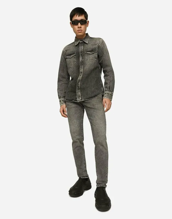 Dolce and Gabbana Denim Men Light Gray Wash Slimfit Stretch Jeans Multicolor Dolce and Gabbana Denim Men Light Gray Wash Slimfit Stretch Jeans Multicolor
