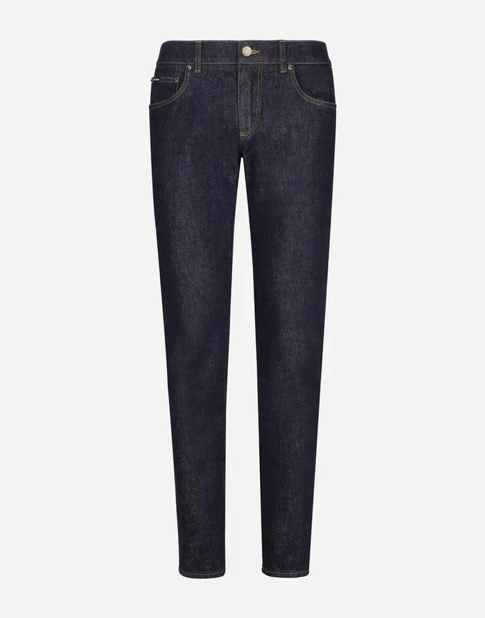 Dolce and Gabbana Denim Men Skinny Stretch Denim Jeans With Flocked Logo Tag Multicolor Dolce and Gabbana Denim Men Skinny Stretch Denim Jeans With Flocked Logo Tag Multicolor