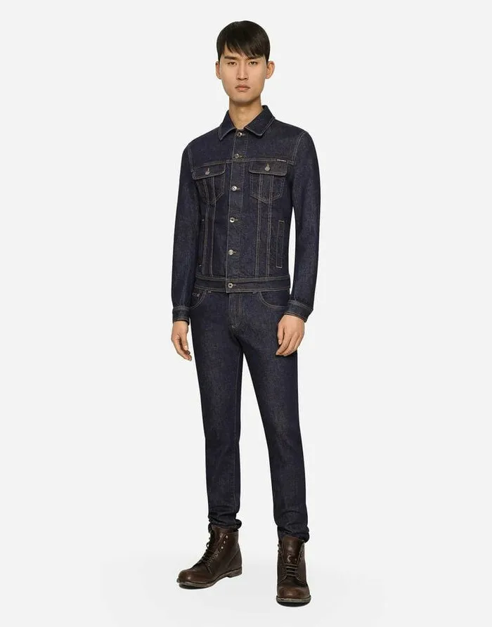 Dolce and Gabbana Denim Men Skinny Stretch Denim Jeans With Flocked Logo Tag Multicolor Dolce and Gabbana Denim Men Skinny Stretch Denim Jeans With Flocked Logo Tag Multicolor