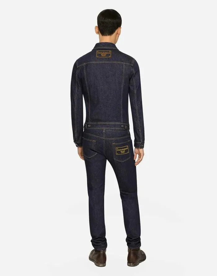 Dolce and Gabbana Denim Men Skinny Stretch Denim Jeans With Flocked Logo Tag Multicolor Dolce and Gabbana Denim Men Skinny Stretch Denim Jeans With Flocked Logo Tag Multicolor