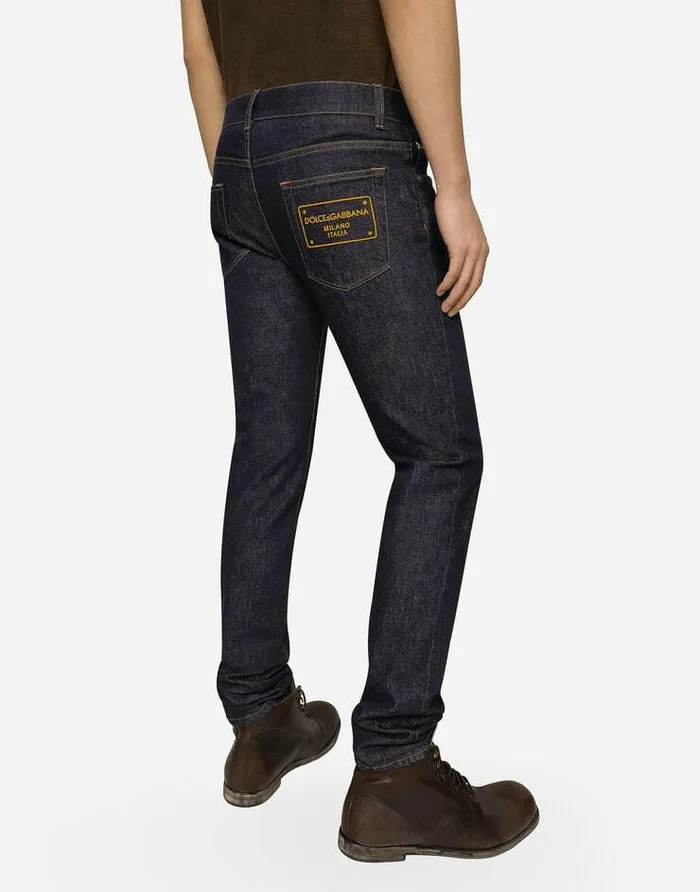 Dolce and Gabbana Denim Men Skinny Stretch Denim Jeans With Flocked Logo Tag Multicolor Dolce and Gabbana Denim Men Skinny Stretch Denim Jeans With Flocked Logo Tag Multicolor