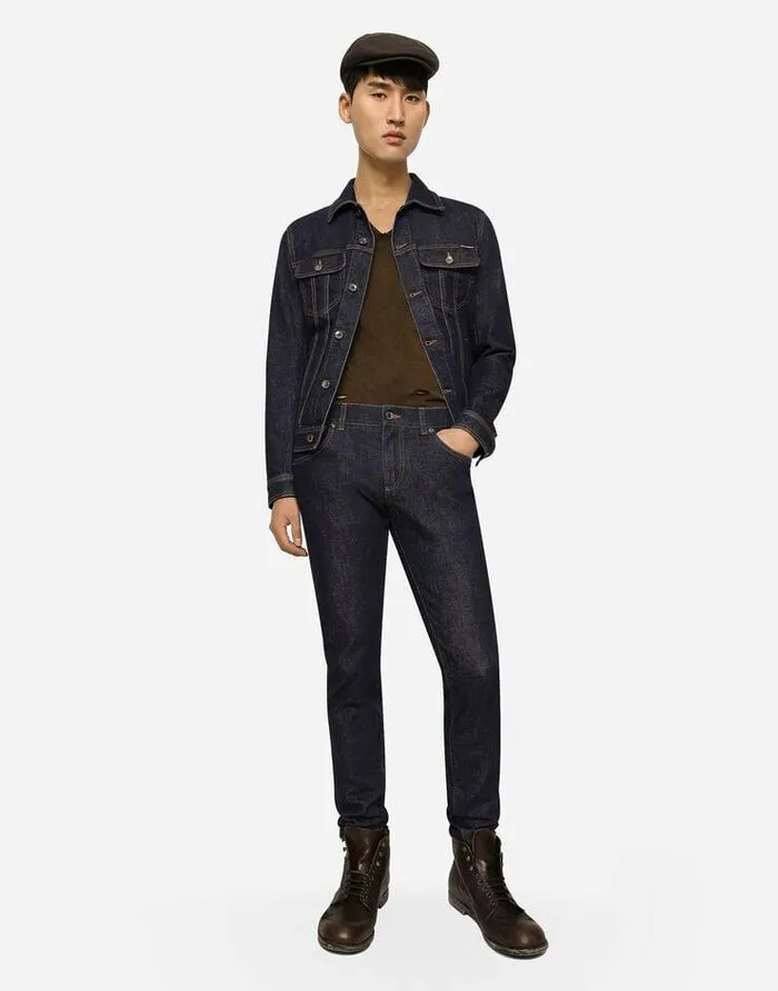 Dolce and Gabbana Denim Men Skinny Stretch Denim Jeans With Flocked Logo Tag Multicolor Dolce and Gabbana Denim Men Skinny Stretch Denim Jeans With Flocked Logo Tag Multicolor