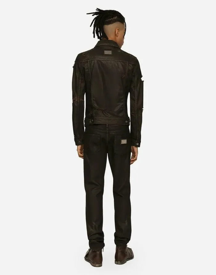 Dolce and Gabbana Denim Men Slimfit Waxed Stretch Denim Jeans Multicolor Dolce and Gabbana Denim Men Slimfit Waxed Stretch Denim Jeans Multicolor