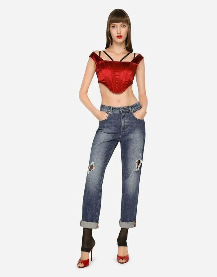 Dolce and Gabbana Denim Women Boyfriend Jeans With Rips Multicolor Dolce and Gabbana Denim Women Boyfriend Jeans With Rips Multicolor