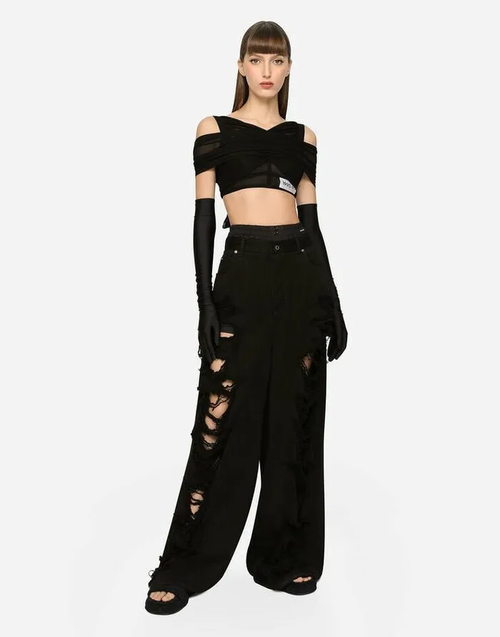 Dolce and Gabbana Denim Women Flared Jeans With Ripped Details Multicolor Dolce and Gabbana Denim Women Flared Jeans With Ripped Details Multicolor