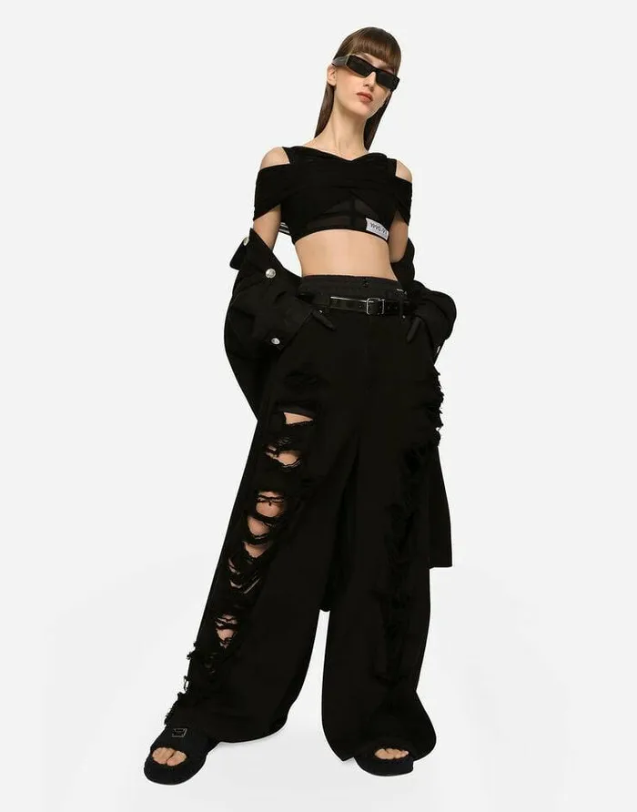 Dolce and Gabbana Denim Women Flared Jeans With Ripped Details Multicolor Dolce and Gabbana Denim Women Flared Jeans With Ripped Details Multicolor