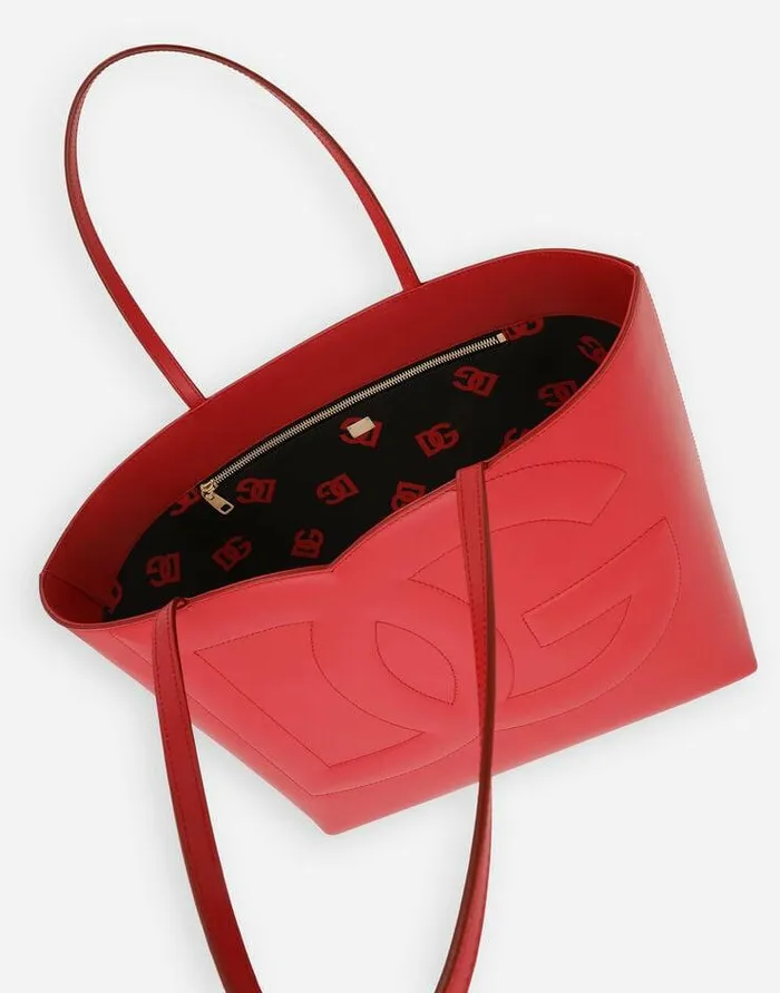Dolce and Gabbana DG Logo Bag Women Medium DG Logo Shopper Red