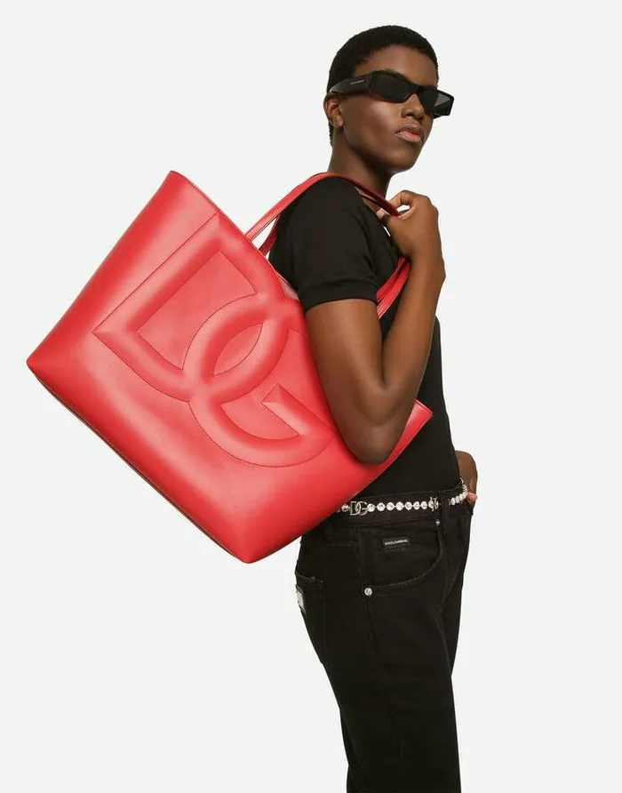 Dolce and Gabbana DG Logo Bag Women Medium DG Logo Shopper Red