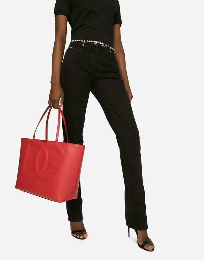 Dolce and Gabbana DG Logo Bag Women Medium DG Logo Shopper Red