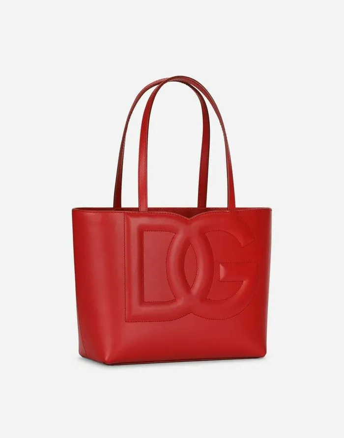 Dolce and Gabbana DG Logo Bag Women Small Calfskin DG Logo Shopper Red