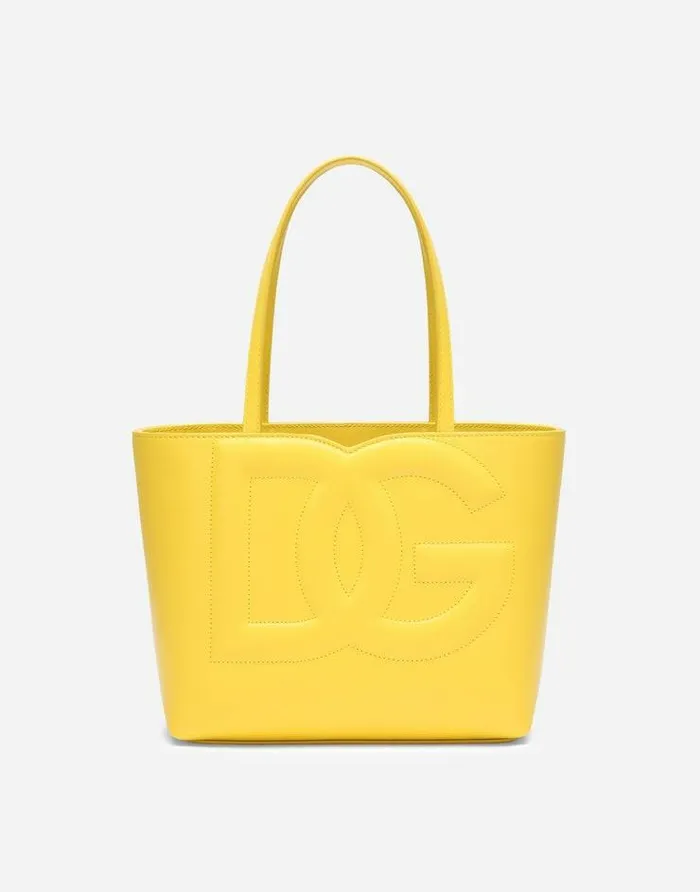 Dolce and Gabbana DG Logo Bag Women Small Calfskin DG Logo Shopper Yellow