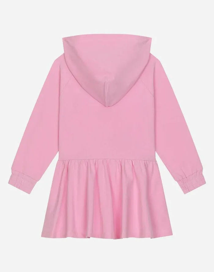 Dolce and Gabbana Dresses Children Jersey Hoodie Dress With DG Patch Pink Dolce and Gabbana Dresses Children Jersey Hoodie Dress With DG Patch Pink