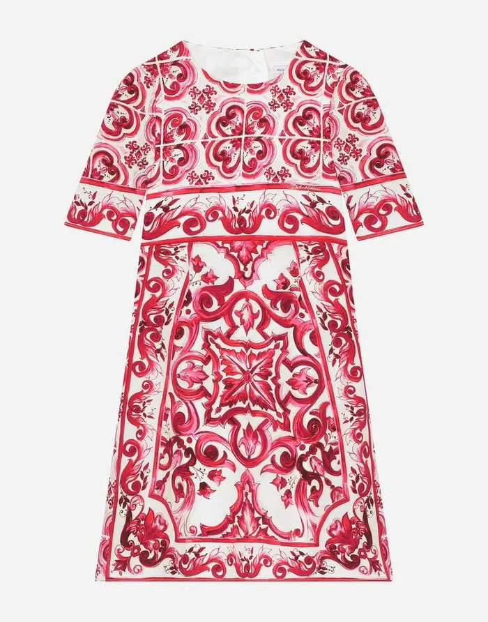 Dolce and Gabbana Dresses Children Majolicaprint Charmeuse Midi Dress Multicolor Dolce and Gabbana Dresses Children Majolicaprint Charmeuse Midi Dress Multicolor