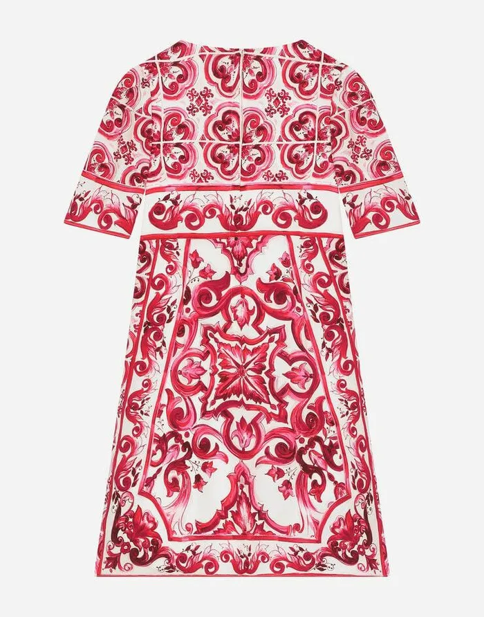 Dolce and Gabbana Dresses Children Majolicaprint Charmeuse Midi Dress Multicolor Dolce and Gabbana Dresses Children Majolicaprint Charmeuse Midi Dress Multicolor