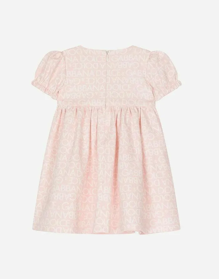 Dolce and Gabbana Dresses Children Poplin Dress With Allover Logo Print Pink Dolce and Gabbana Dresses Children Poplin Dress With Allover Logo Print Pink