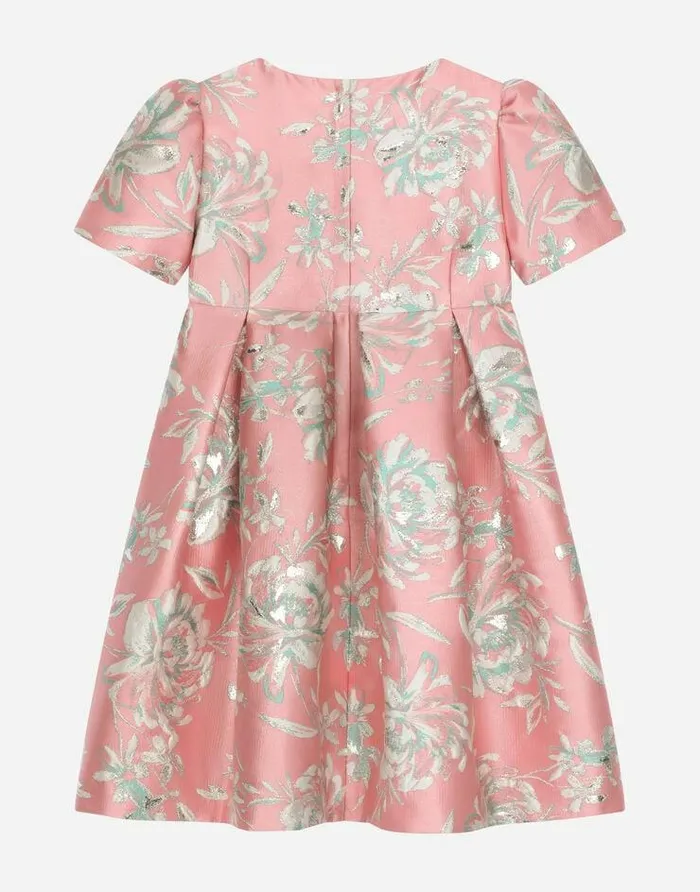 Dolce and Gabbana Dresses Children Shortsleeved Floral Cloque Dress Multicolor Dolce and Gabbana Dresses Children Shortsleeved Floral Cloque Dress Multicolor