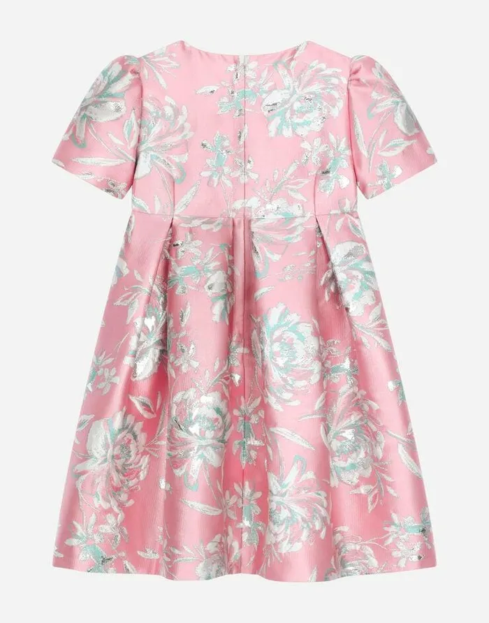 Dolce and Gabbana Dresses Children Shortsleeved Floral Cloque Dress Multicolor Dolce and Gabbana Dresses Children Shortsleeved Floral Cloque Dress Multicolor