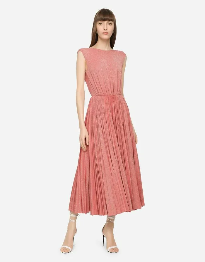 Dolce and Gabbana Dresses Women Lam Jersey Calflength Dress Pink Dolce and Gabbana Dresses Women Lam Jersey Calflength Dress Pink