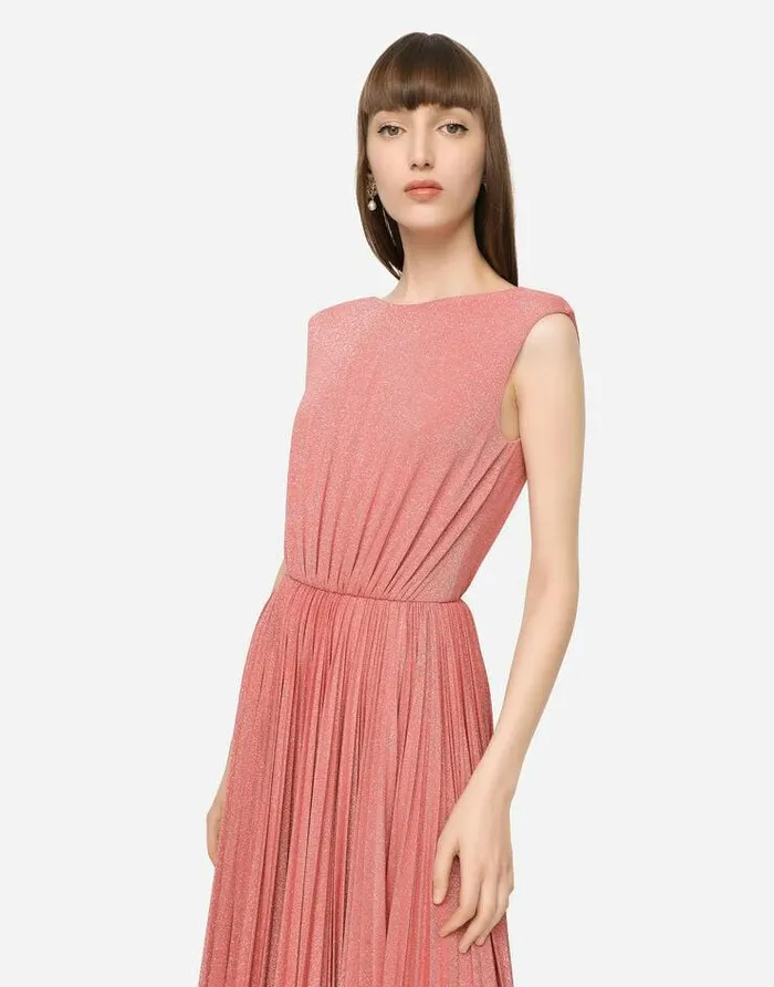 Dolce and Gabbana Dresses Women Lam Jersey Calflength Dress Pink Dolce and Gabbana Dresses Women Lam Jersey Calflength Dress Pink