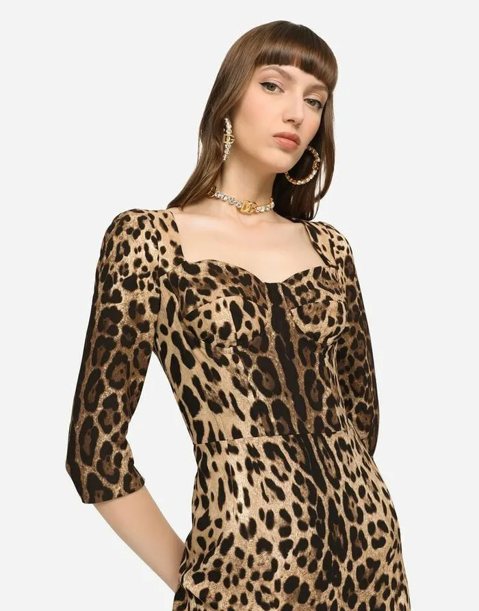 Dolce and Gabbana Dresses Women Leopardprint Calflength Cady Dress Multicolor Dolce and Gabbana Dresses Women Leopardprint Calflength Cady Dress Multicolor