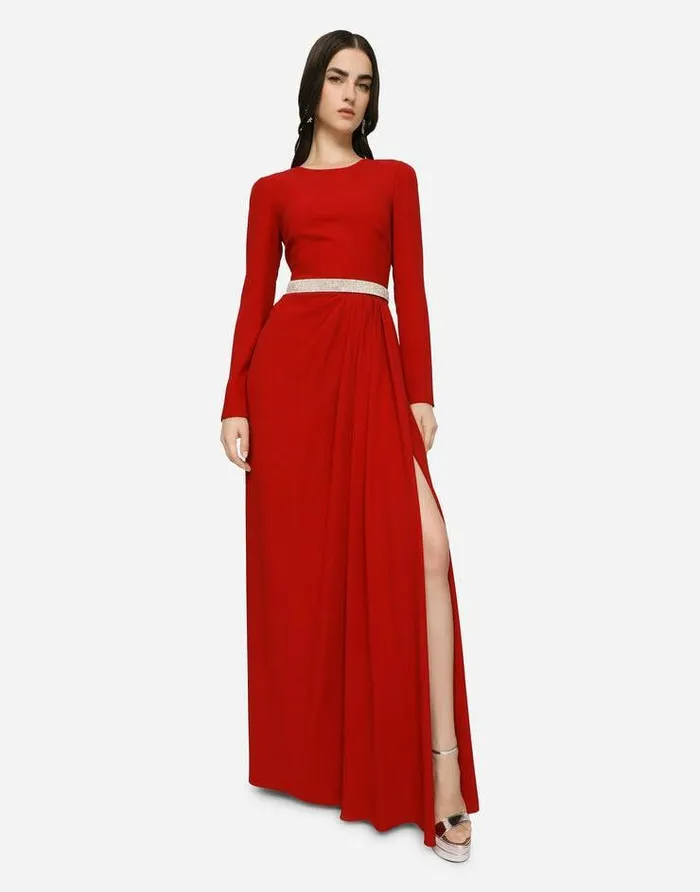 Dolce and Gabbana Dresses Women Long Cady Dress Red Dolce and Gabbana Dresses Women Long Cady Dress Red
