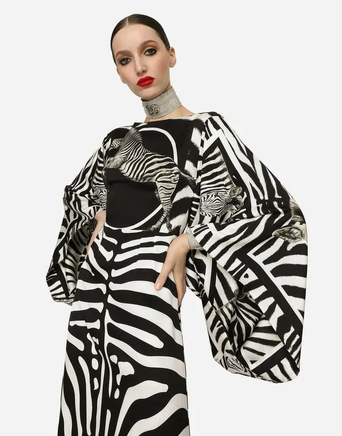 Dolce and Gabbana Dresses Women Long Zebraprint Charmeuse Dress Multicolor Dolce and Gabbana Dresses Women Long Zebraprint Charmeuse Dress Multicolor