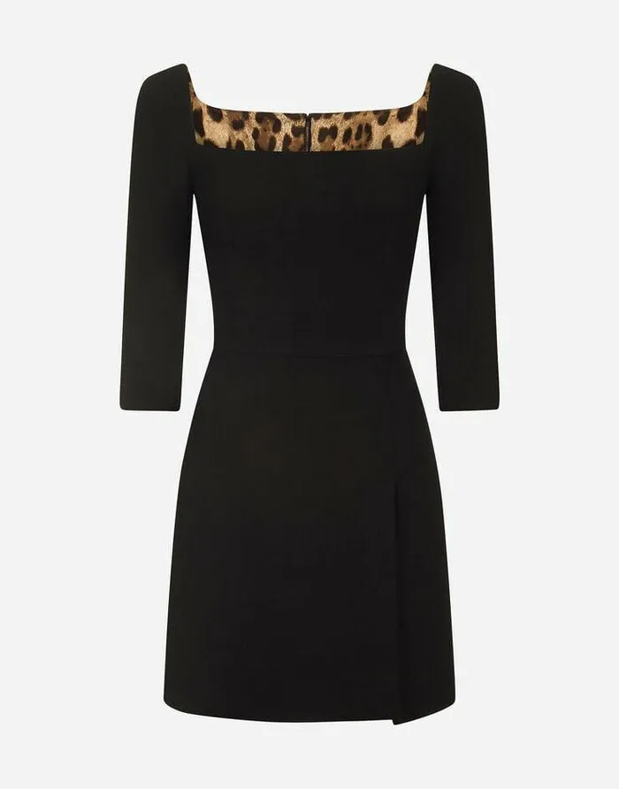 Dolce and Gabbana Dresses Women Short Double Crepe Dress Black