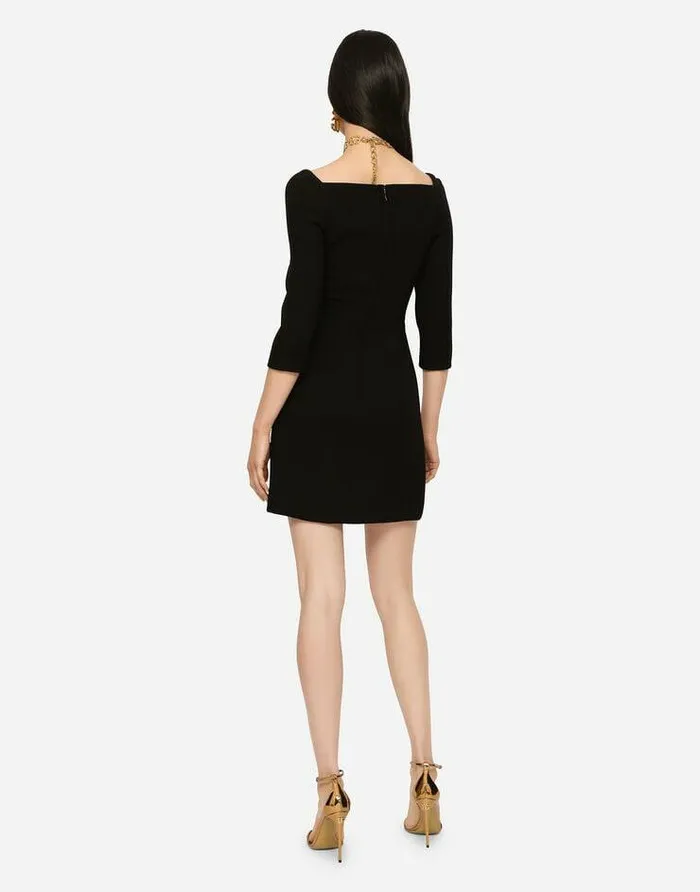 Dolce and Gabbana Dresses Women Short Double Crepe Dress Black Dolce and Gabbana Dresses Women Short Double Crepe Dress Black