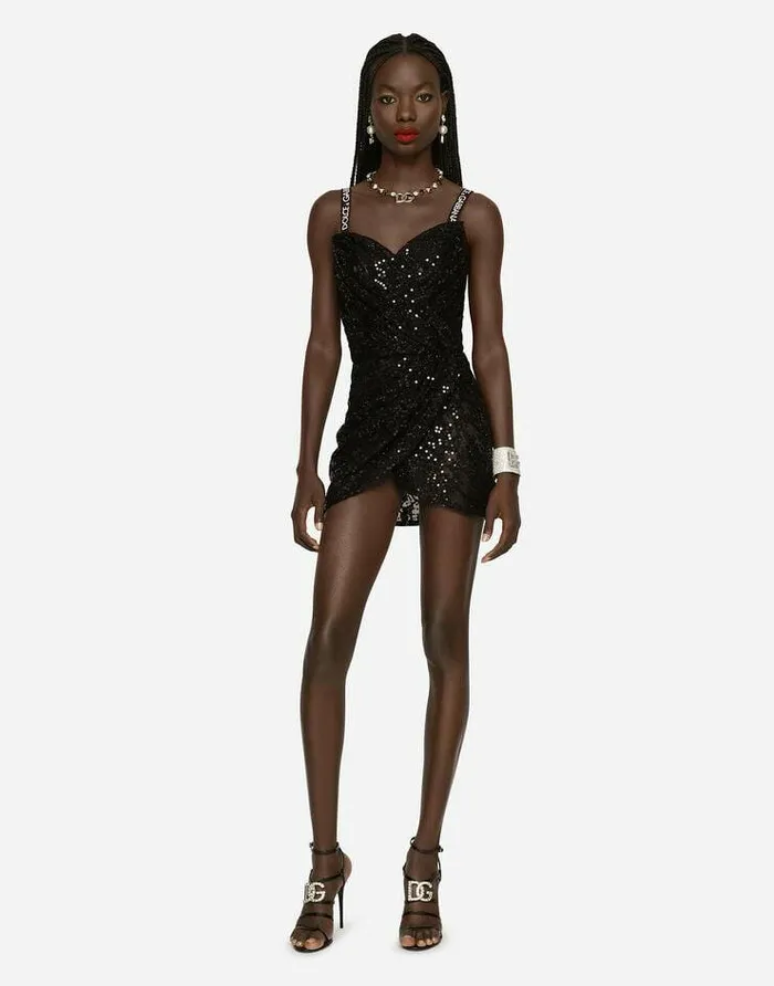 Dolce and Gabbana Dresses Women Short Dress With Sequin Embellishment Black Dolce and Gabbana Dresses Women Short Dress With Sequin Embellishment Black