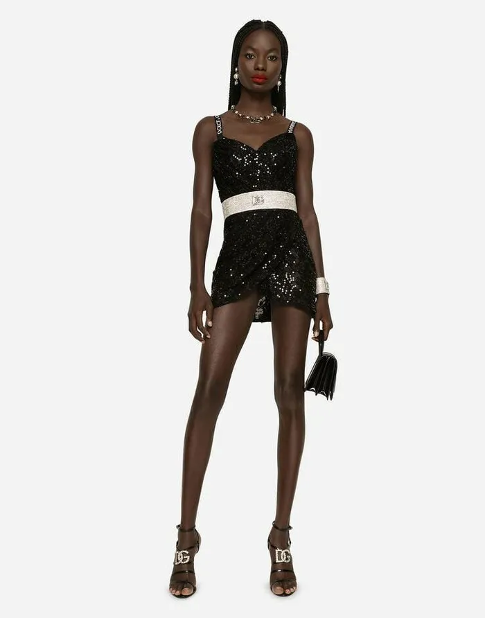 Dolce and Gabbana Dresses Women Short Dress With Sequin Embellishment Black Dolce and Gabbana Dresses Women Short Dress With Sequin Embellishment Black