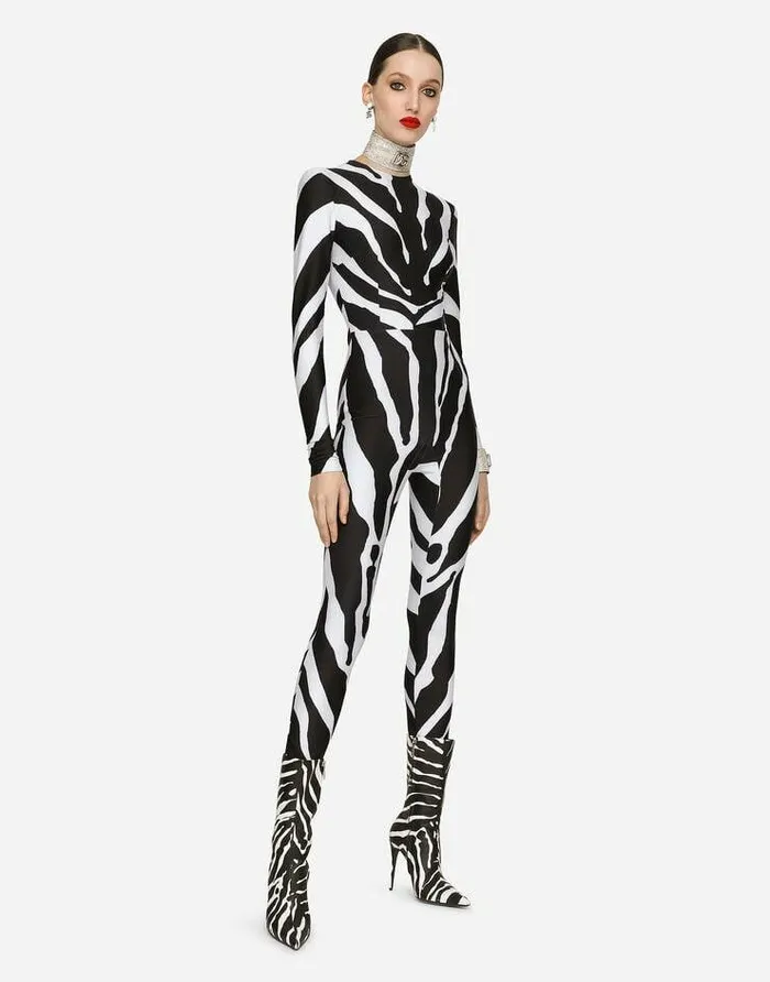 Dolce and Gabbana Dresses Women Zebraprint Jersey Jumpsuit Multicolor Dolce and Gabbana Dresses Women Zebraprint Jersey Jumpsuit Multicolor